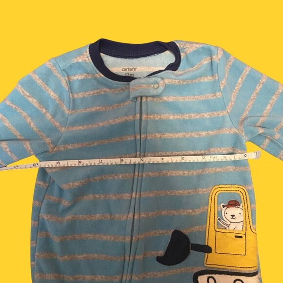 Carter’s Baby Sleeper | Blue Striped Footed Pajamas | Size 12M - Picture 5 of 7